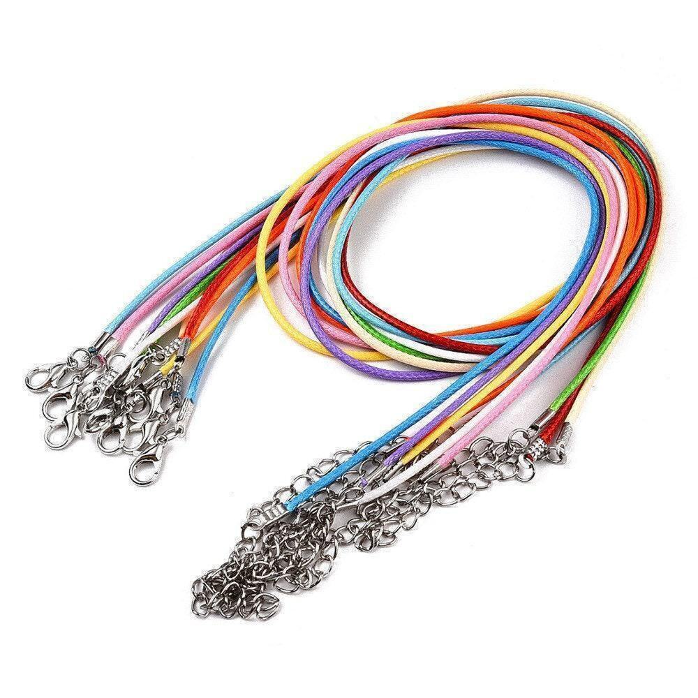 100 PACK Assorted Braided Waxed Cotton Cord Necklace · Alloy Lobster Claw Clasps